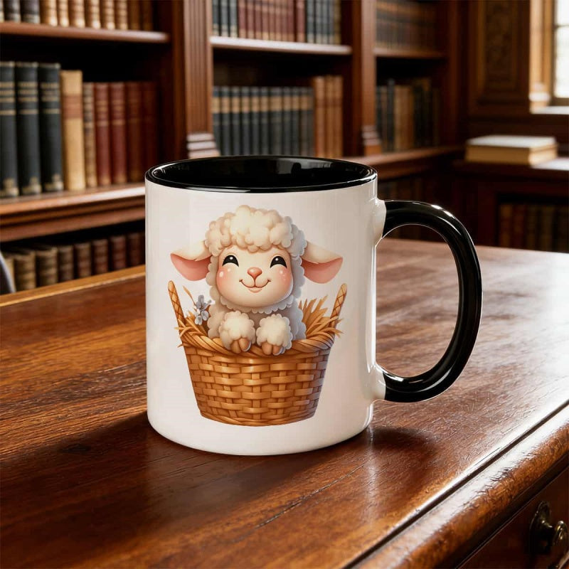 Tailorly Black Accent 11 oz Mug - cartoon sheep