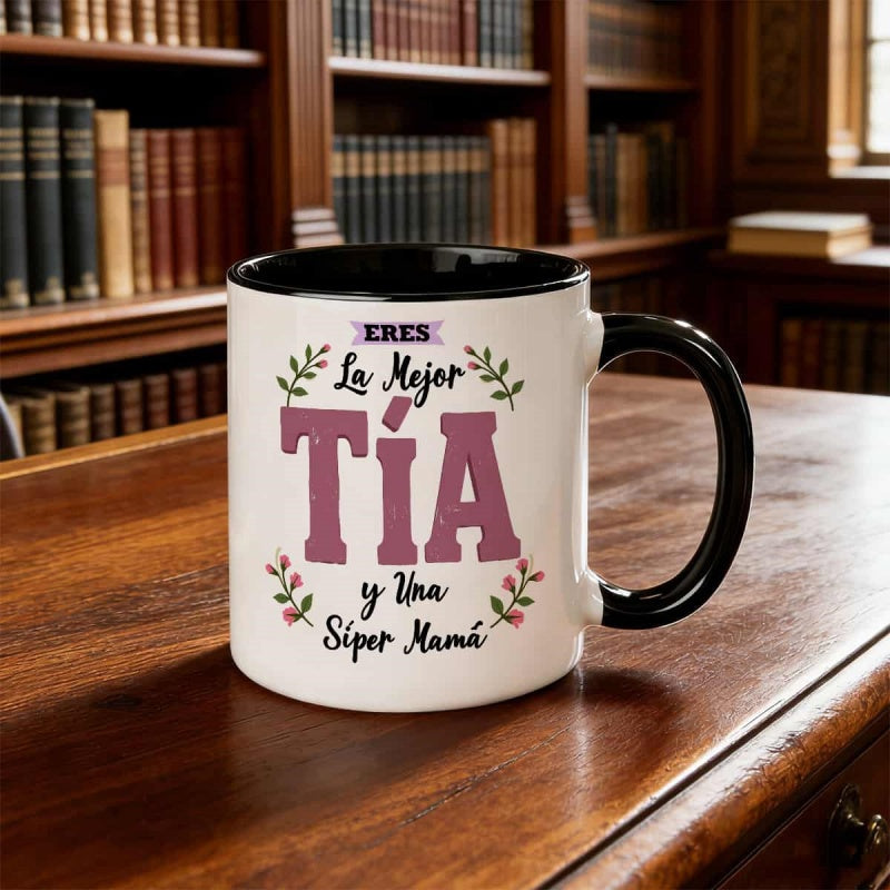 Tailorly Black Accent 11 oz Mug - la mejor tia y una 11oz coffee cup with dishwasher safe hot cold drinks great gift for a_e1337fff8b634f6dbd38f9e9d388ff51