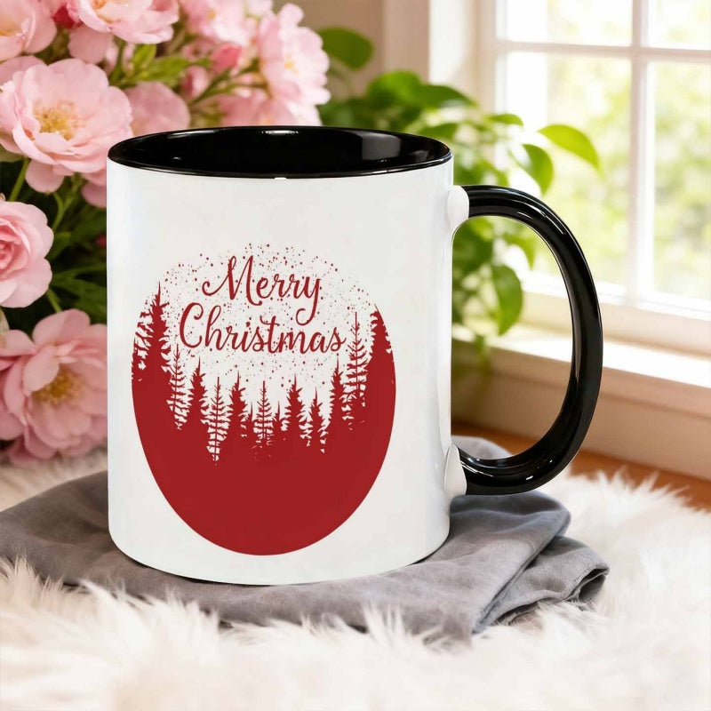 Tailorly Black Accent 11 oz Mug - vintage silhouette style christmas