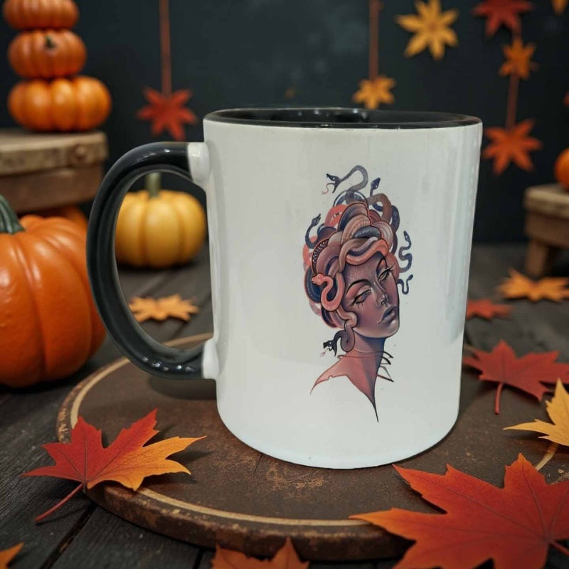 Tailorly Black Accent 11 oz Mug - cat reading a book