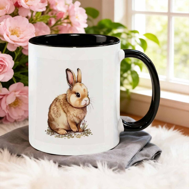 Tailorly Black Accent 11 oz Mug - adorable lying down illustration
