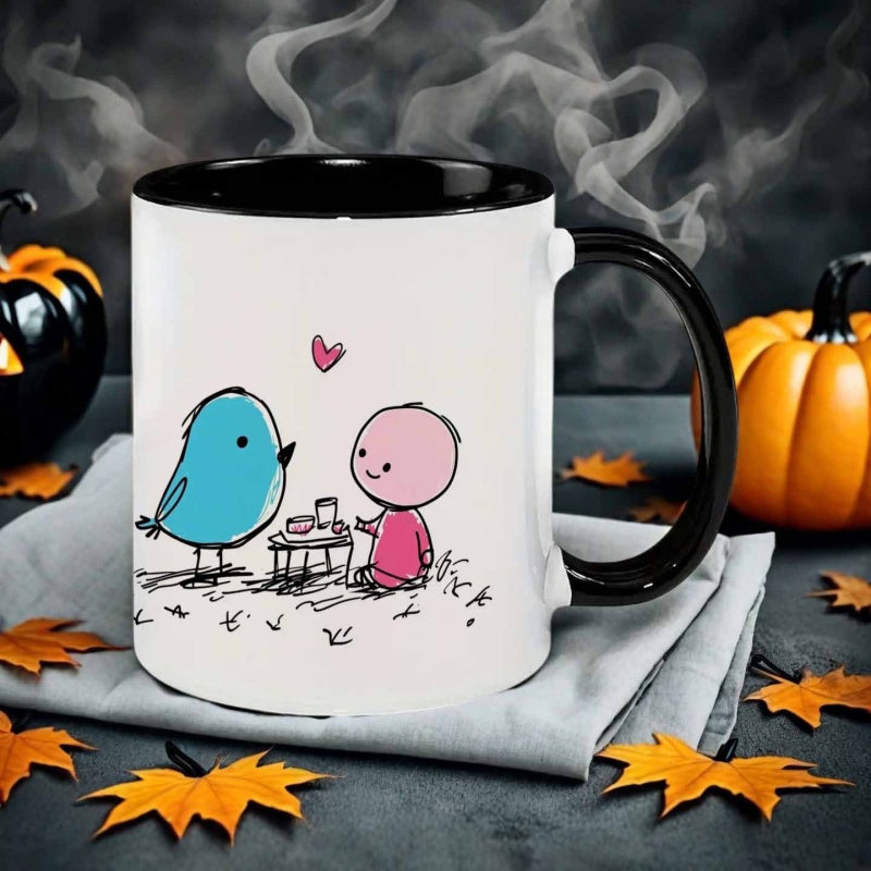 Tailorly Black Accent 11 oz Mug - bird person style