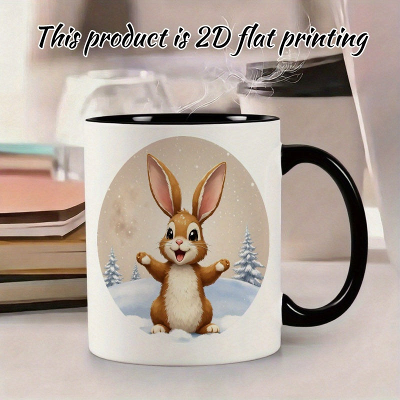 Tailorly Black Accent 11 oz Mug - cute cartoon rabbit