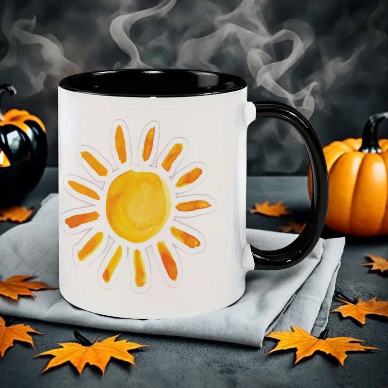 Tailorly Black Accent 11 oz Mug - watercolor and cute design