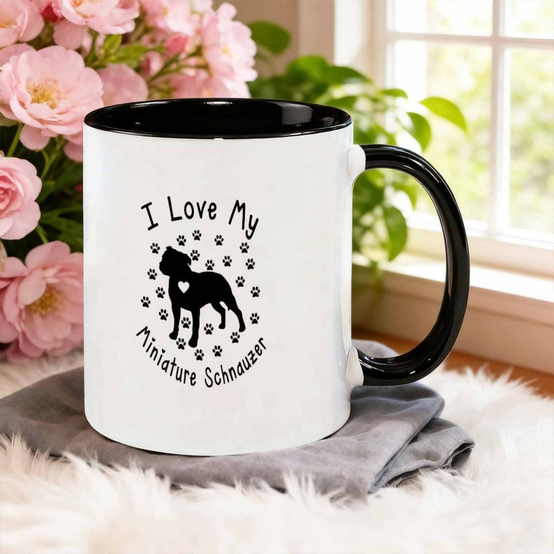 Tailorly Black Accent 11 oz Mug - silhouette design of a miniature schnauzer