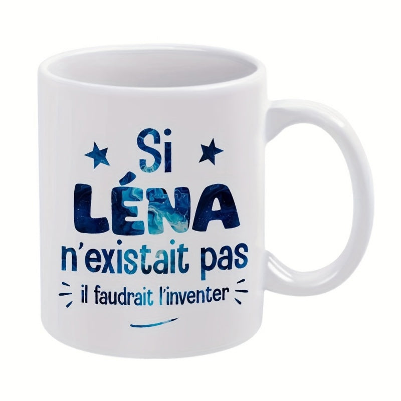 Tailorly White Ceramic 11 oz Mug - Minimalist Featuring Artistic Blue Nebula Text And Tiny Stars Mug