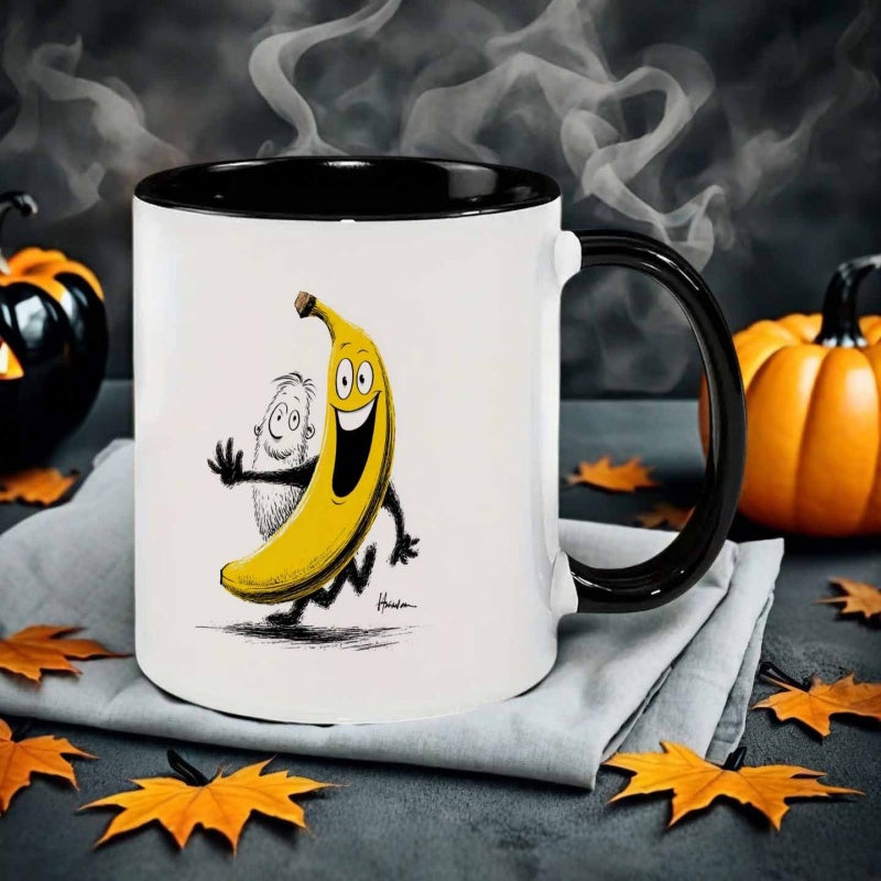 Tailorly Black Accent 11 oz Mug - banana character