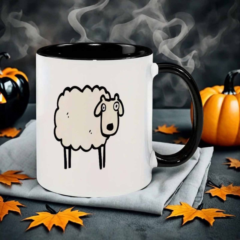 Tailorly Black Accent 11 oz Mug - cute sheep