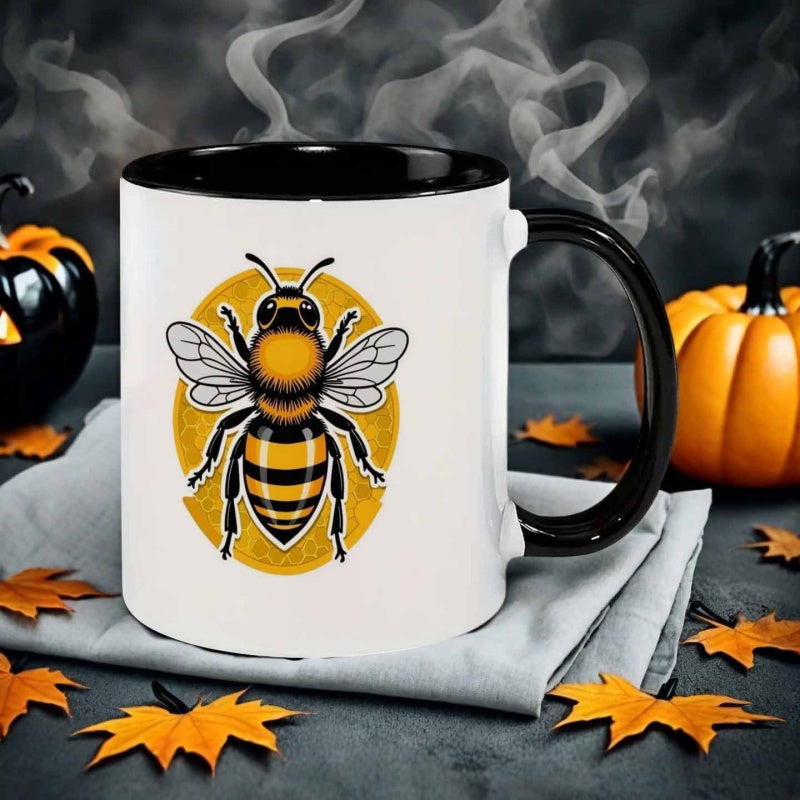 Tailorly Black Accent 11 oz Mug - cartoon style yellow