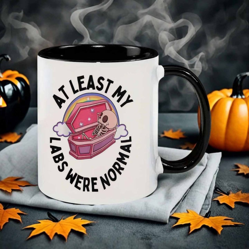 Tailorly Black Accent 11 oz Mug - cartoon style skeleton