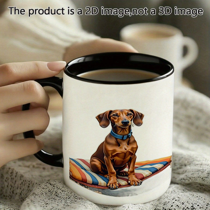 Tailorly Black Accent 11 oz Mug - cartoon style dachshund