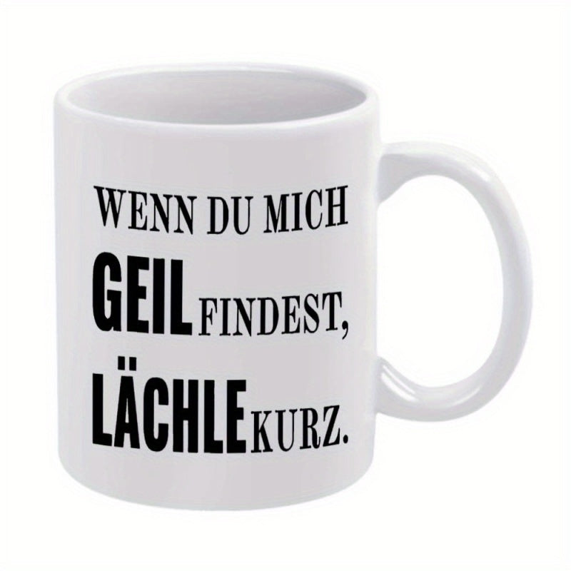 Tailorly White Ceramic 11 oz Mug - Minimalist White Ceramic Vessel Featuring Bold Black Typographic Decorative Mug