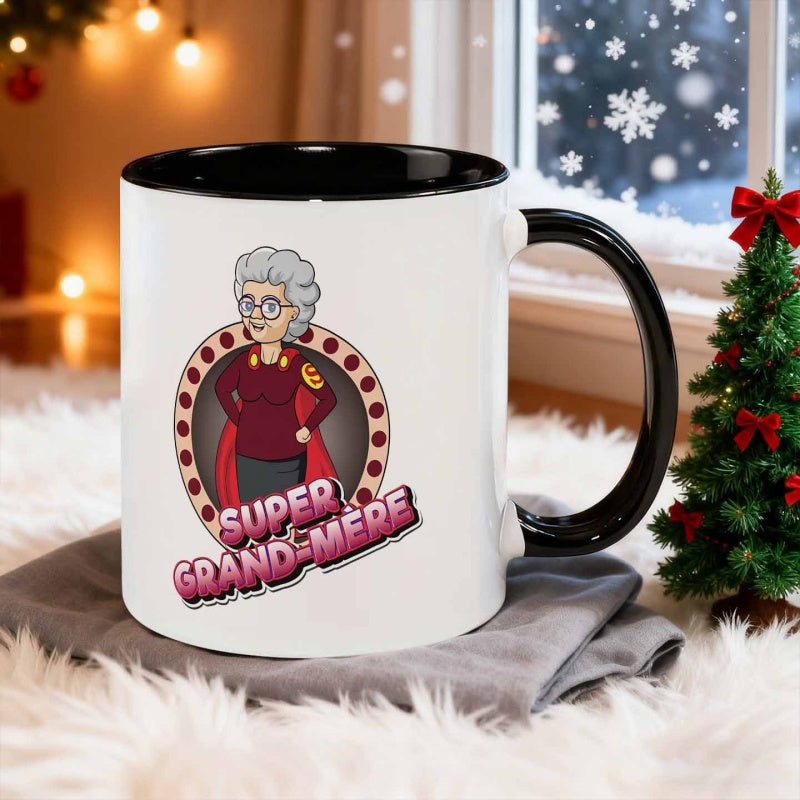 Tailorly Black Accent 11 oz Mug - super grandma