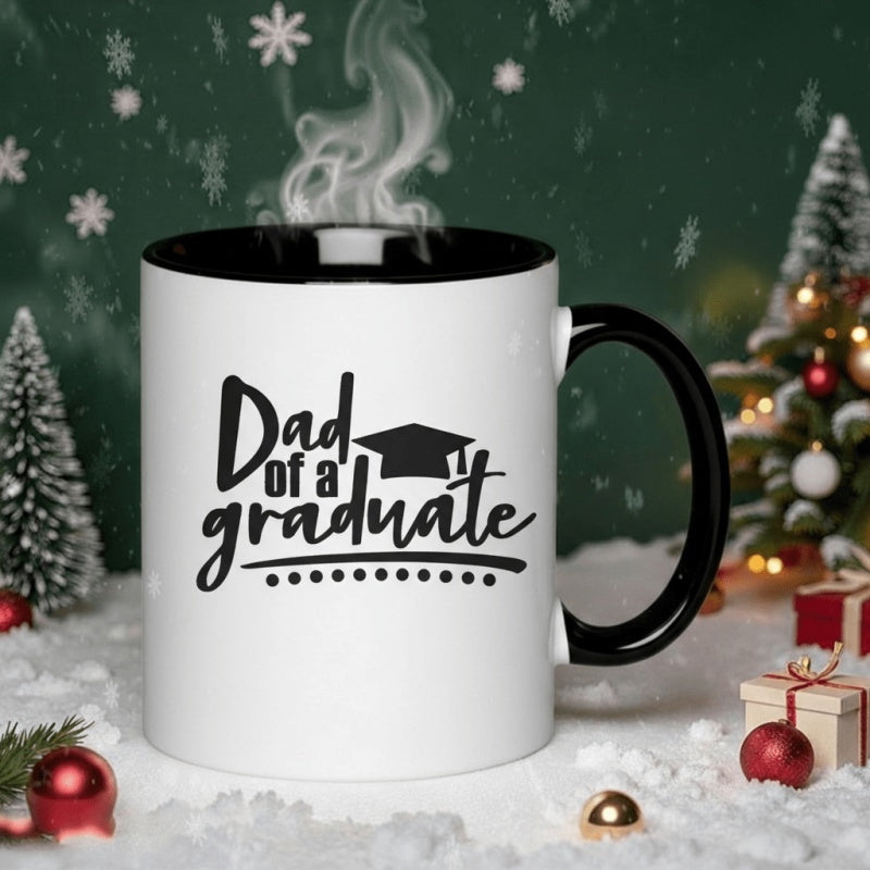 Tailorly Black Accent 11 oz Mug - dad of a graduate text