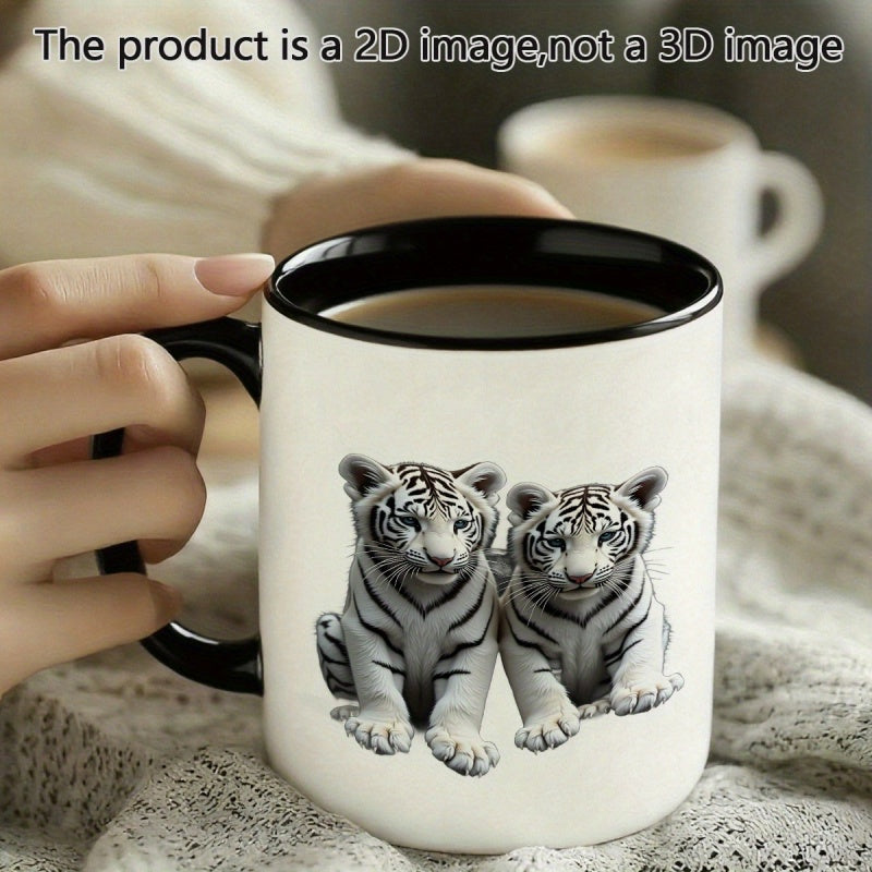 Tailorly Black Accent 11 oz Mug - white tiger
