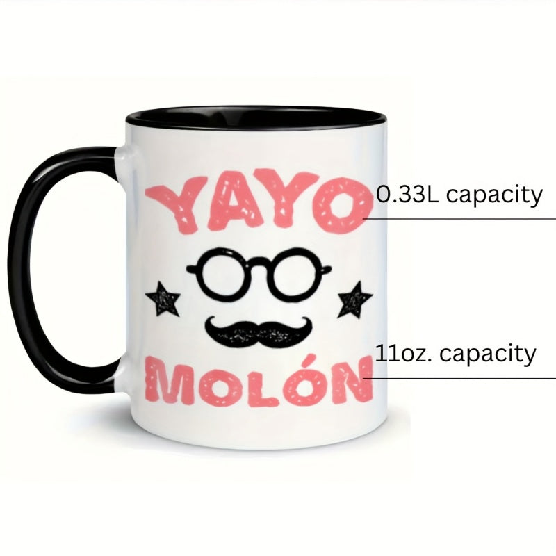 Tailorly Black Accent 11 oz Mug - glasses mustache stars
