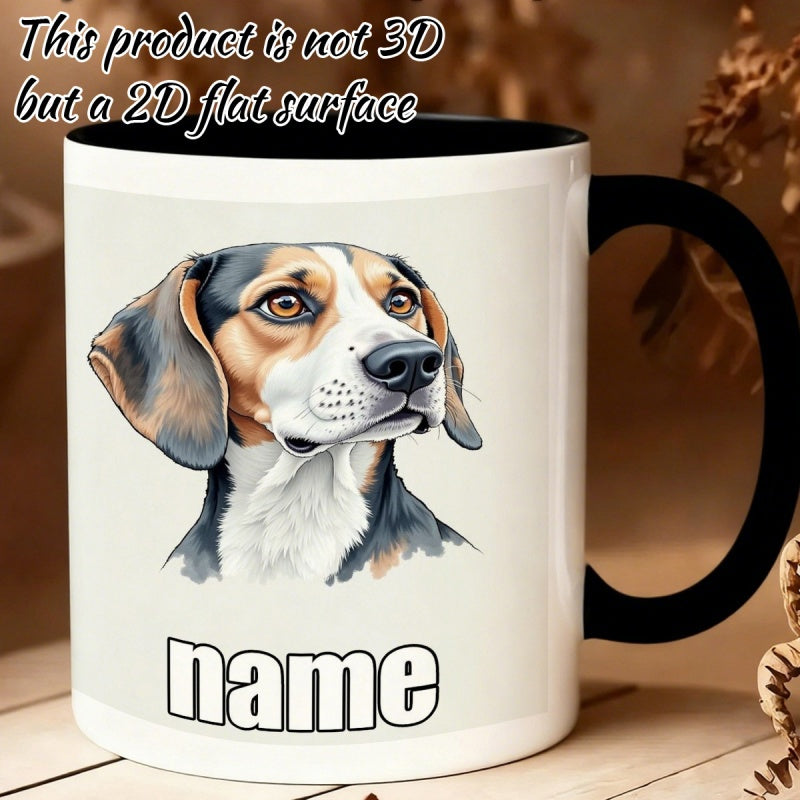 Tailorly Black Accent 11 oz Mug - beagle illustration
