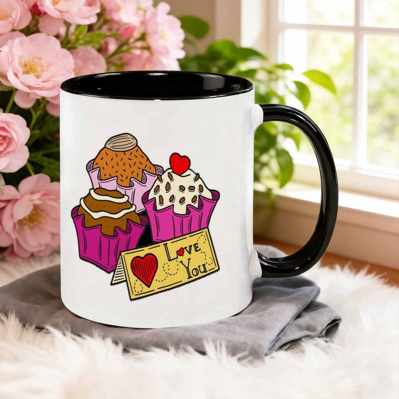 Tailorly Black Accent 11 oz Mug - love sign made of ceramic