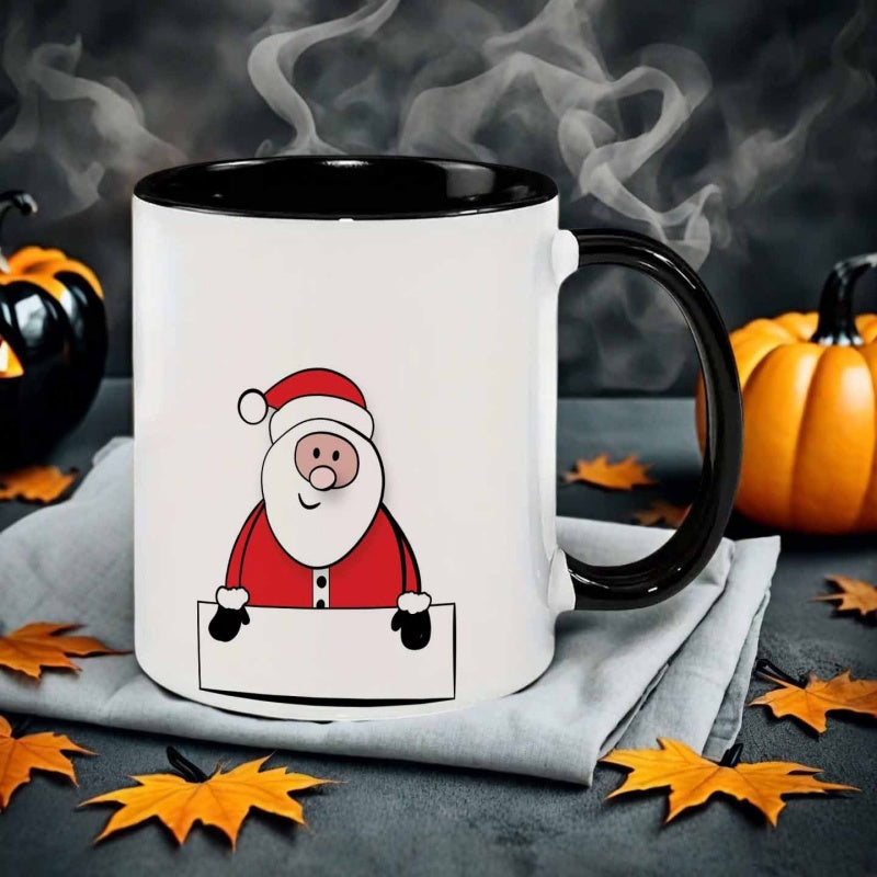 Tailorly Black Accent 11 oz Mug - cartoon style holding sign