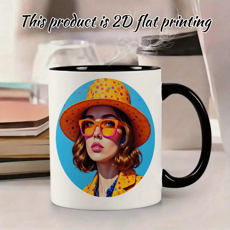 Tailorly Black Accent 11 oz Mug - polka dot hat