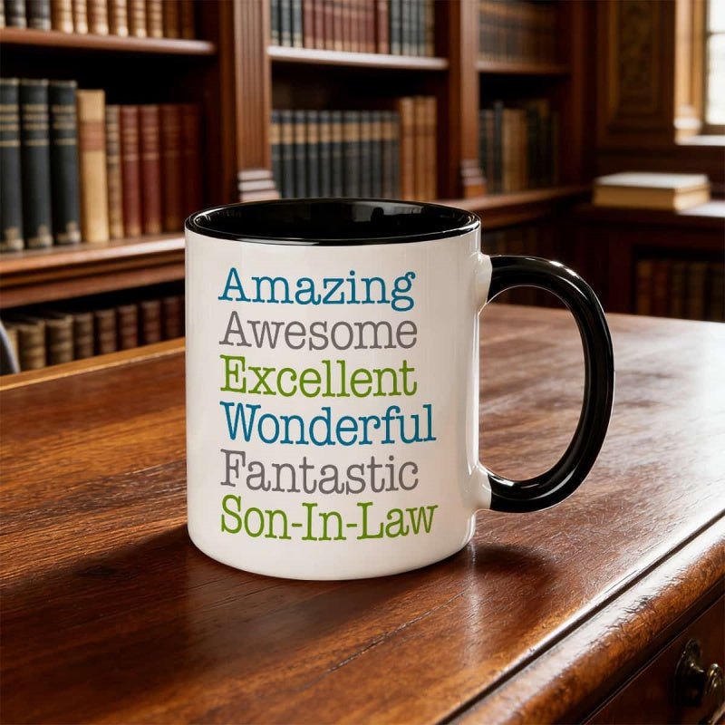 Tailorly Black Accent 11 oz Mug - amazing and wonderful a in law an ideal gift for coffee