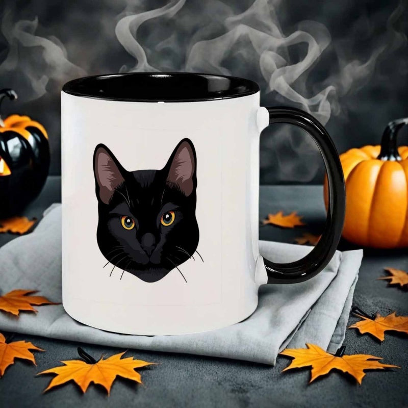 Tailorly Black Accent 11 oz Mug - black cat head
