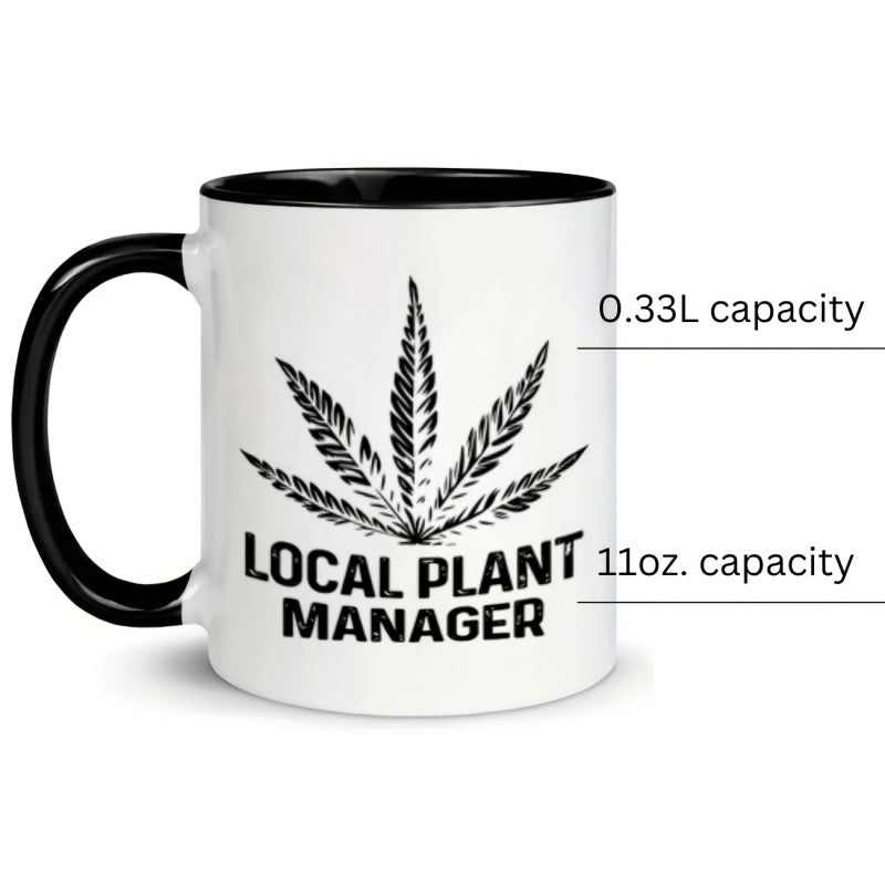 Tailorly Black Accent 11 oz Mug - cannabis leaf