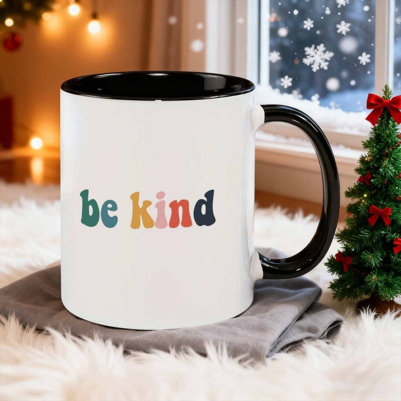 Tailorly Black Accent 11 oz Mug - 1pc 11oz ceramic mug coffee cup water cup heat reusable dishwasher safe multi purpose suitable for positivity