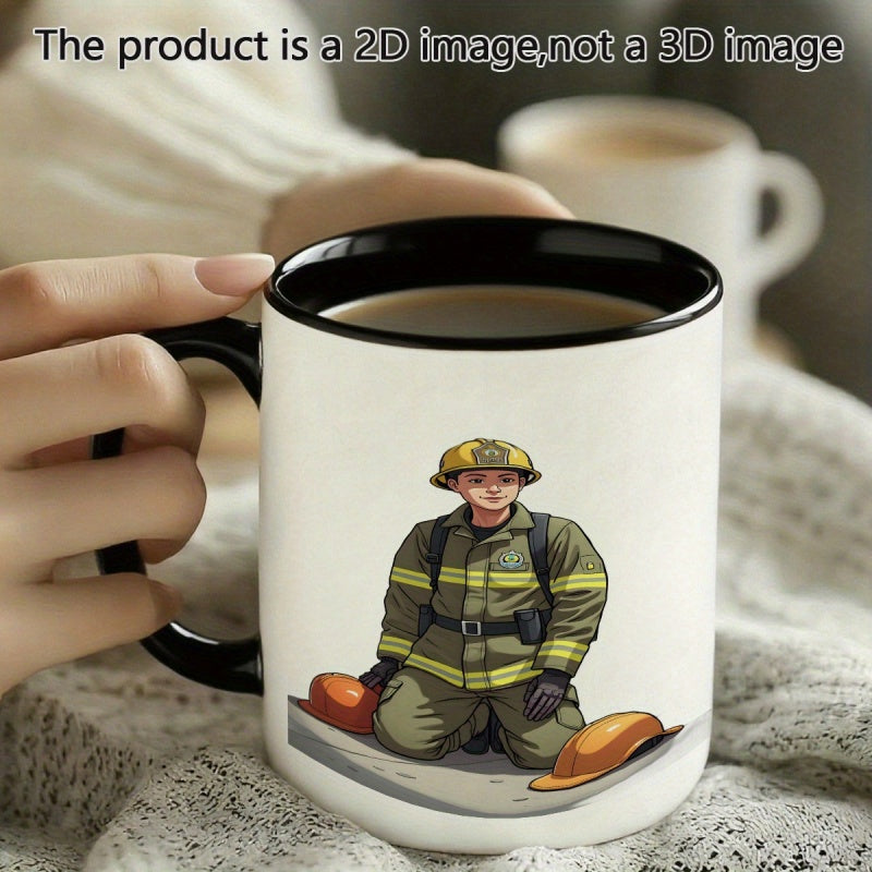 Tailorly Black Accent 11 oz Mug - 1pc cute and durable firefighter 11oz printed durable ceramic ideal for halloween christmas birthday gifts