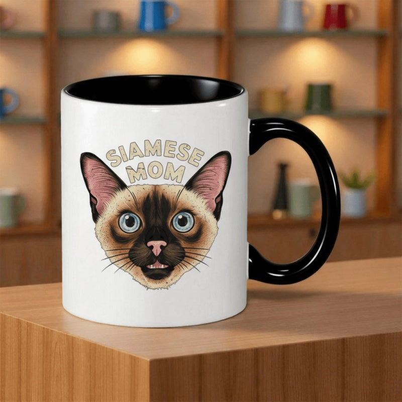 Tailorly Black Accent 11 oz Mug - funny siamese cat