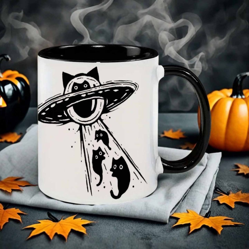 Tailorly Black Accent 11 oz Mug - style cat ufo