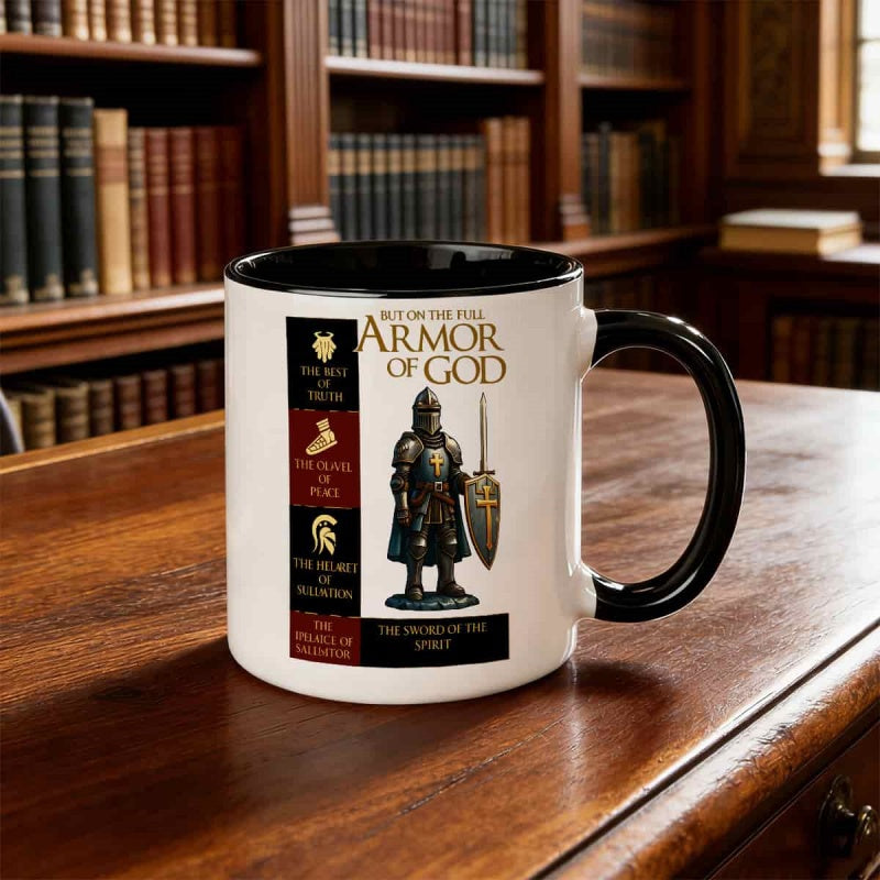 Tailorly Black Accent 11 oz Mug - christian of god with ephesians 6 verse