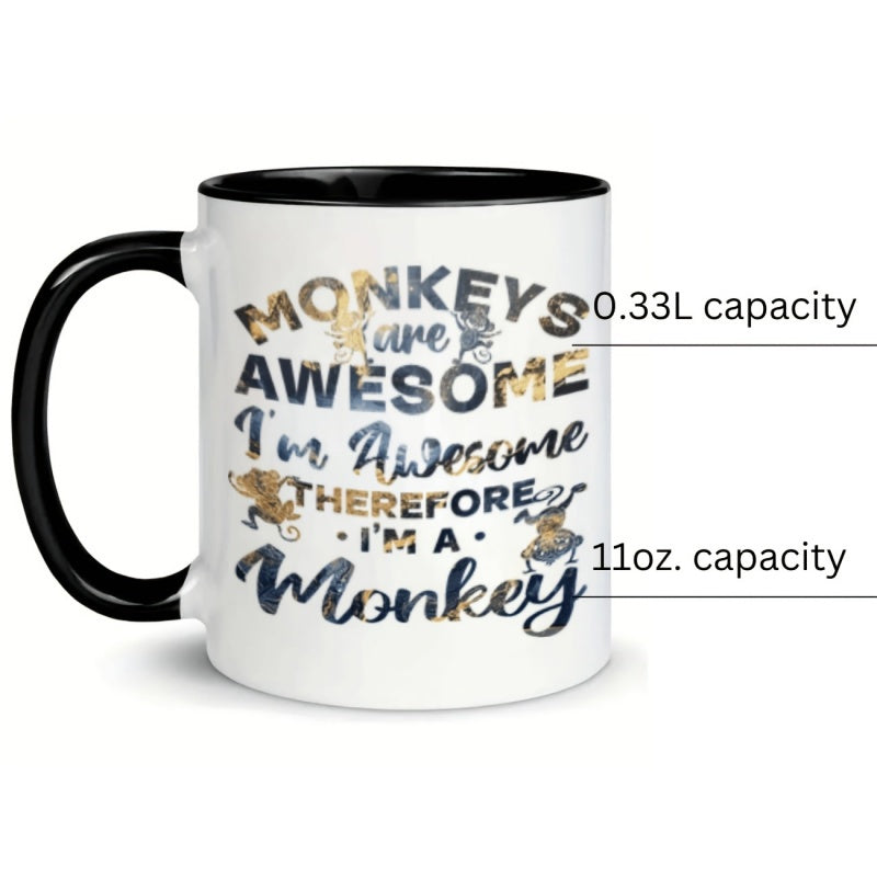 Tailorly Black Accent 11 oz Mug - monkeys text