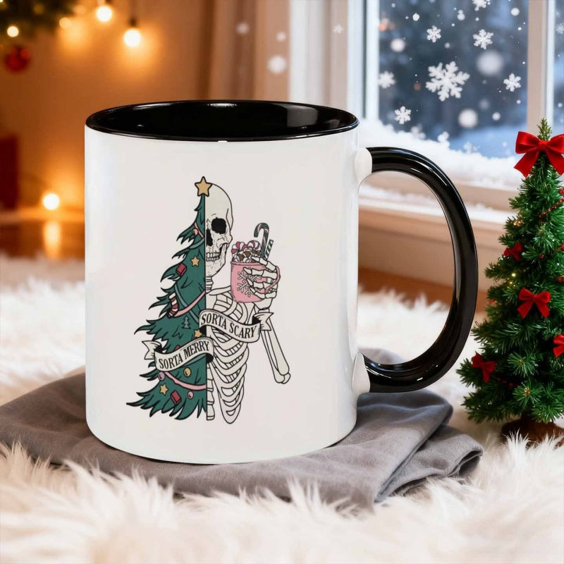 Tailorly Black Accent 11 oz Mug - merry christmas eat ice