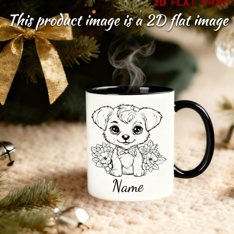 Tailorly Black Accent 11 oz Mug - cartoon puppy