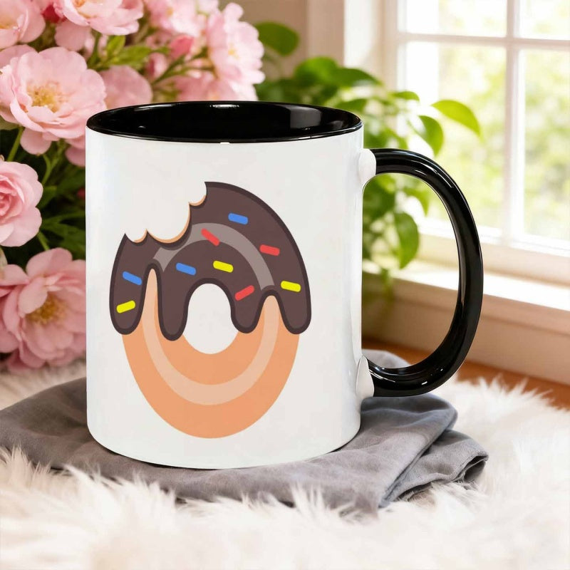 Tailorly Black Accent 11 oz Mug - broken donut cartoon style