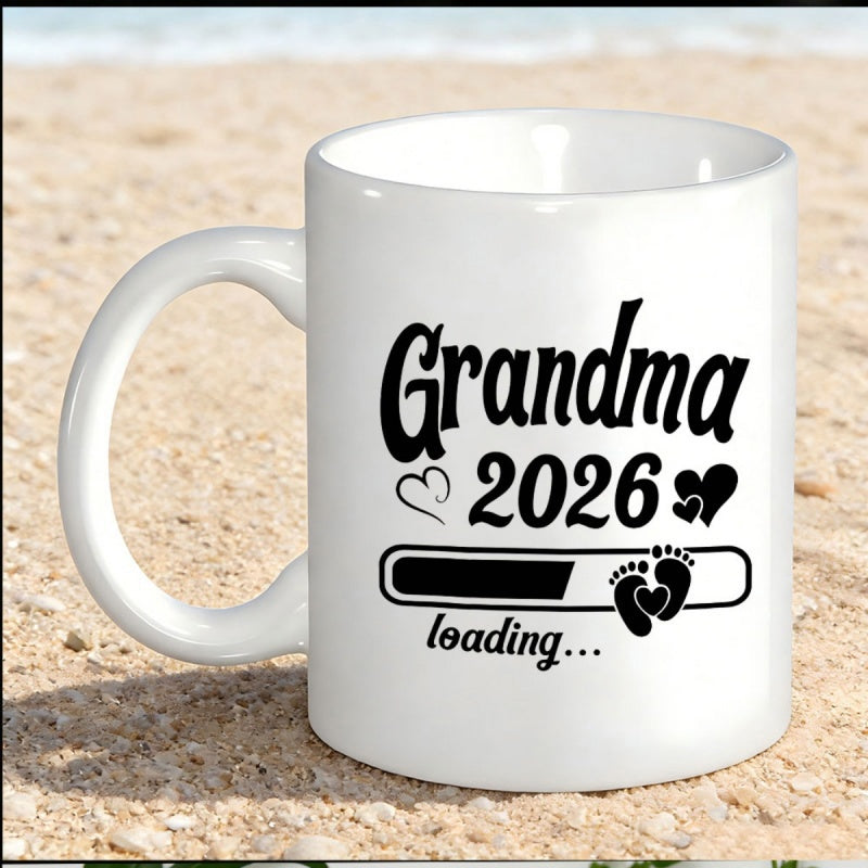 Tailorly White Ceramic 11 oz Mug - Grandma 2026 Loading Minimalist Black Typography On A Smooth Mug