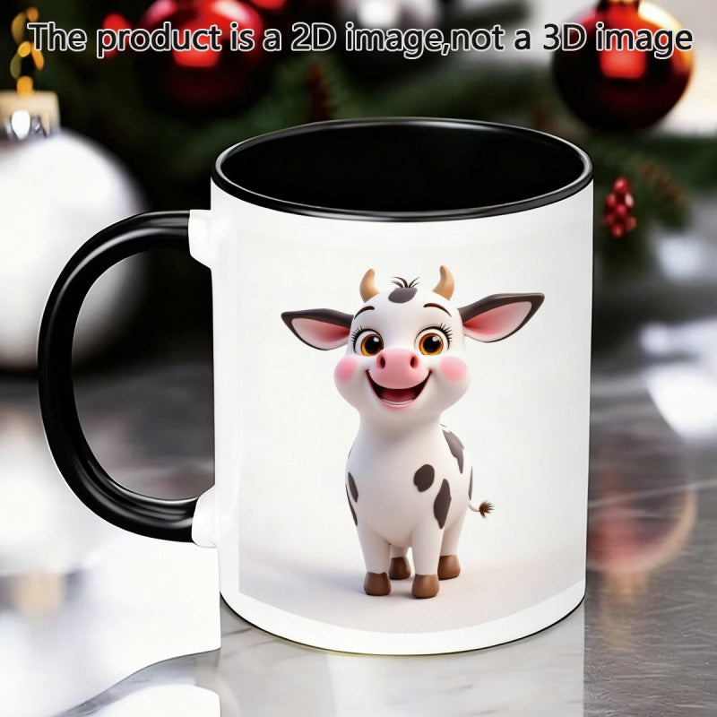 Tailorly Black Accent 11 oz Mug - cute cartoon cow