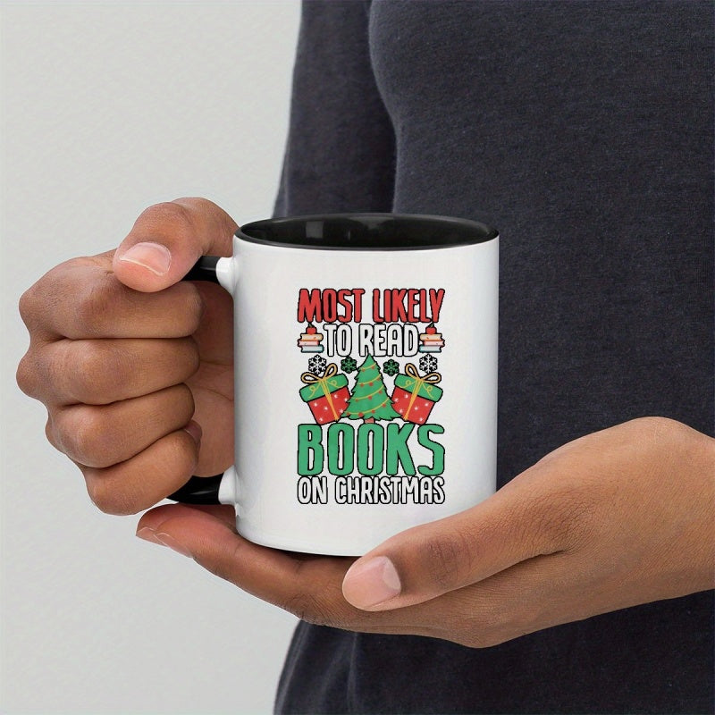 Tailorly Black Accent 11 oz Mug - read books on christmas