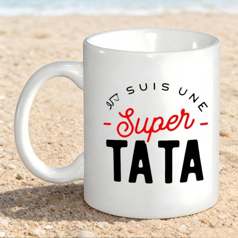 Tailorly White Ceramic 11 oz Mug - Super Minimalist Ceramic White Cup Featuring Stylized French Text Typography For Family Mug