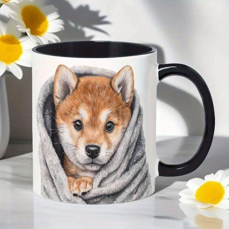 Tailorly Black Accent 11 oz Mug - puppy art