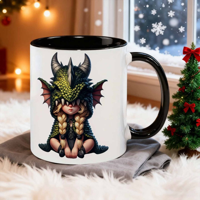 Tailorly Black Accent 11 oz Mug - dragon person