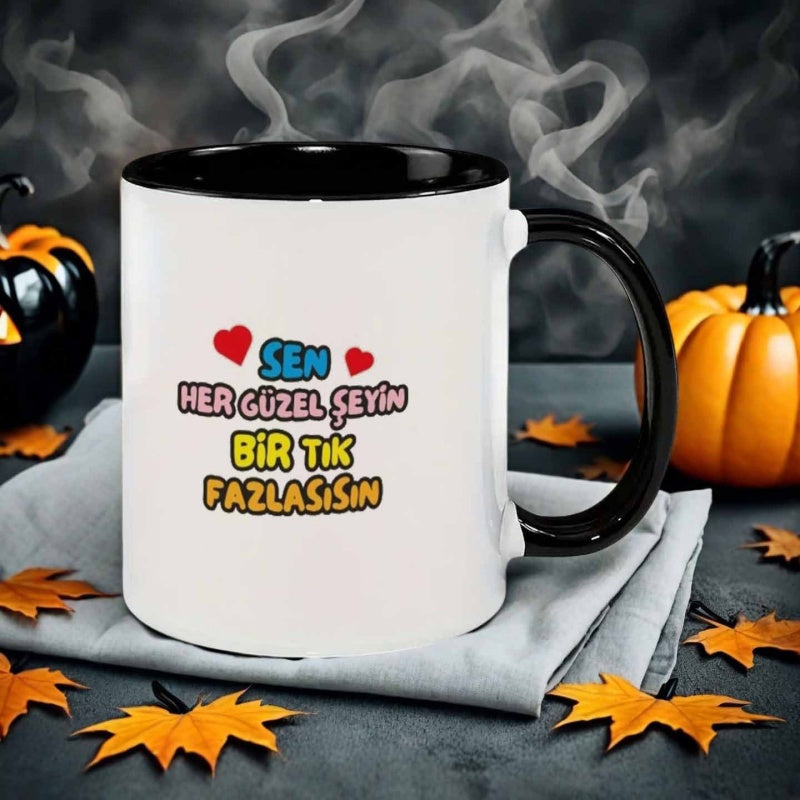 Tailorly Black Accent 11 oz Mug - graffiti style colorful text