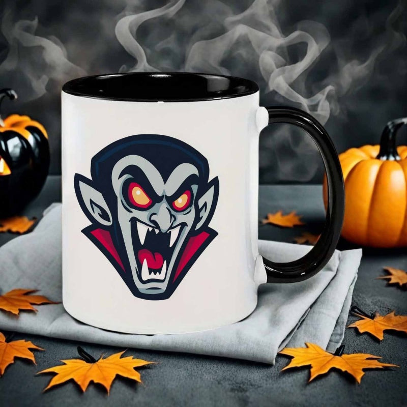Tailorly Black Accent 11 oz Mug - vampire head