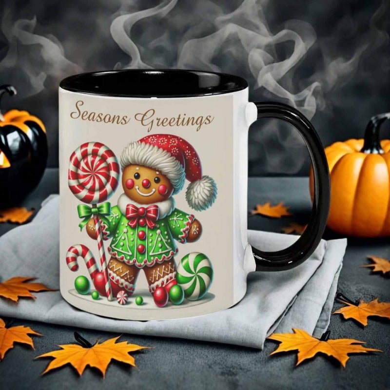 Tailorly Black Accent 11 oz Mug - gingerbread man