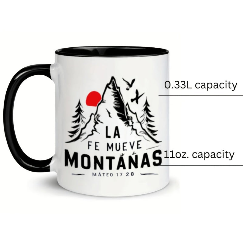 Tailorly Black Accent 11 oz Mug - mountains sun birds