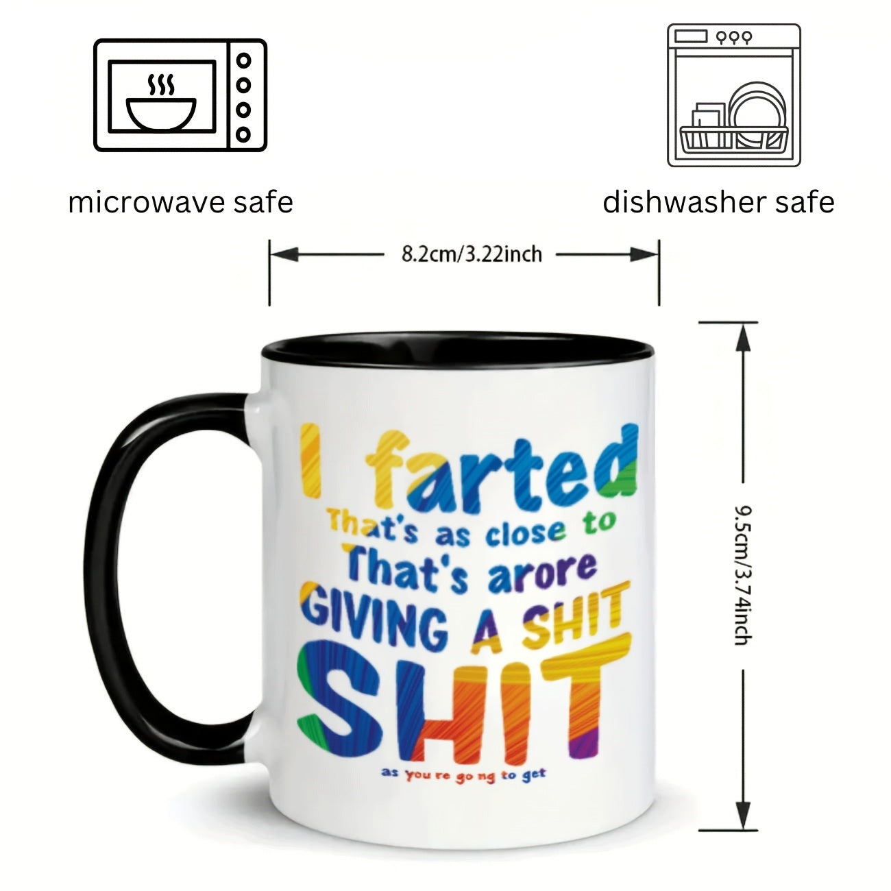 Tailorly Black Accent 11 oz Mug - farting， fart sound effect， "i farted" text