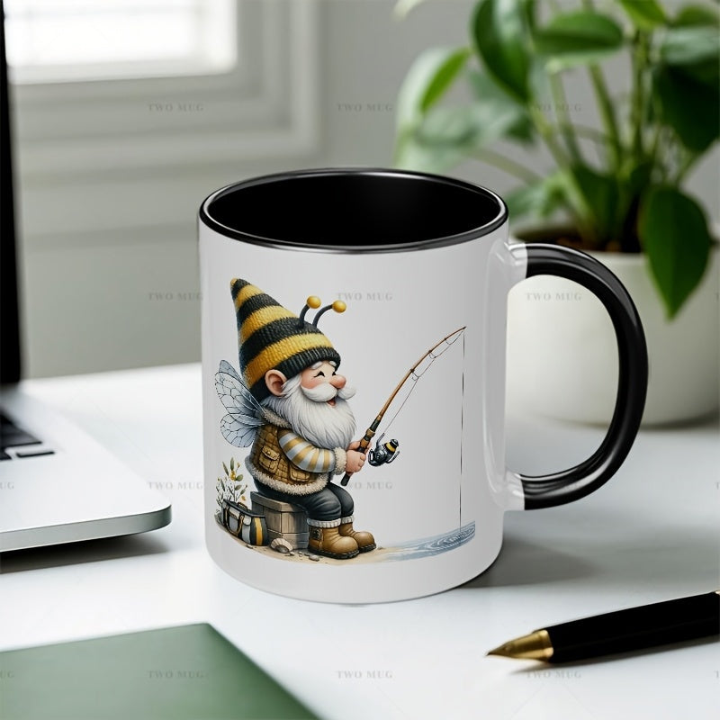 Tailorly Black Accent 11 oz Mug - a fishing bee fairy