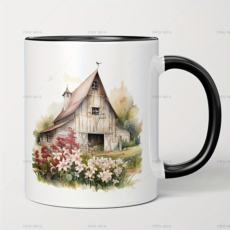 Tailorly Black Accent 11 oz Mug - 11oz ceramic mug large capacity coffee cup with diy print design stylish and box included milk juice advertising or