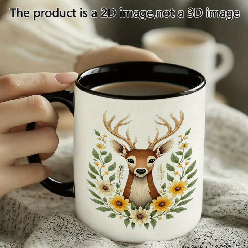 Tailorly Black Accent 11 oz Mug - cute cartoon deer